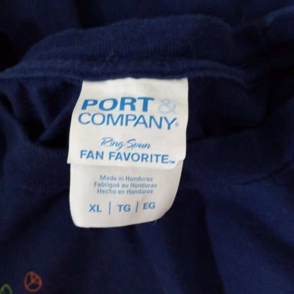 Navy Blue Ranbow Daisy Peace Sign Hippy Soul Short Sleeve Tee - Picture 5 of 5